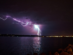 Storm, lightning, lake
