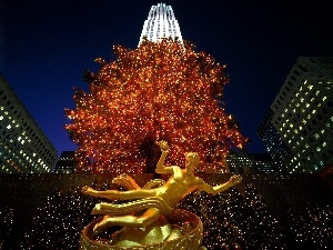 lights, Statue monument, Christmas