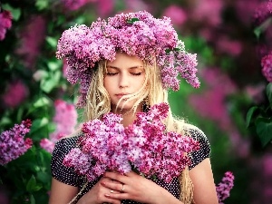 Flowers, lilac, Women