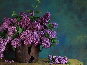 Lilacs, bouquet, broken, stoneware