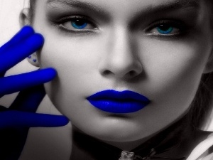 lips, blue, face, Gloves, Womens