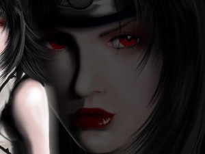lips, Eyes, Women, Naruto, Red