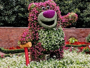 little bear, Flower, Garden, decoration