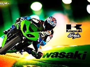 Motorcyclist, logo, Kawasaki Ninja ZX-10R, Green