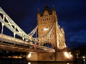 London, Tower Bridge, bridge, Night