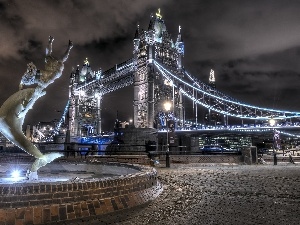 England, London, Tower Bridge, City at Night