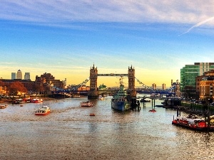 London, Houses, River, England, bridge