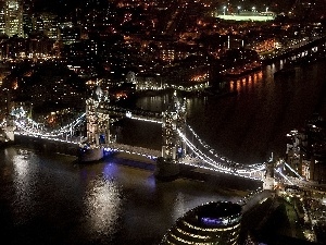 London, Tower Bridge, Floodlit, bridge