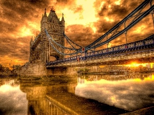 London, bridge, west, sun