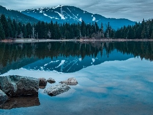 lost, woods, Mountains, lake, Mississippi, Stones