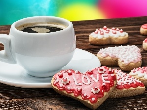 love, Cookies, cup, coffee