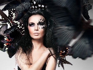 make-up, butterflies, Women