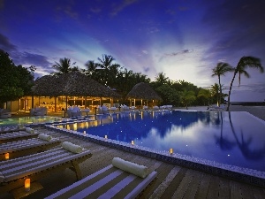 Maldives, deck chair, Restaurant, Pool