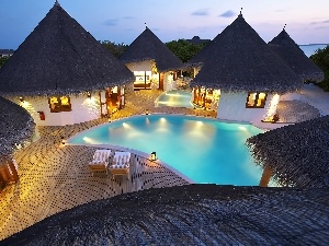 Maldives, Pool, Houses, The hotel