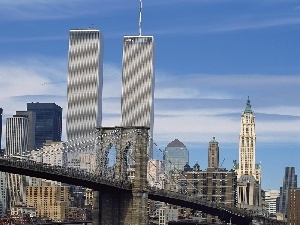Manhattan, New York, bridge, Twin Towers