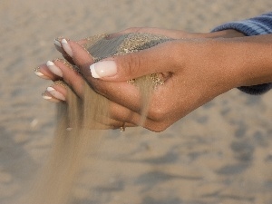 hands, Manicure, Sand