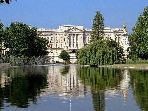 palace, Park, Pond - car, green