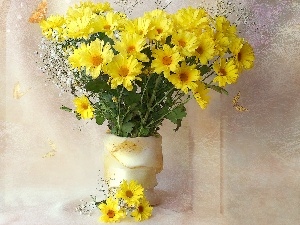 marguerites, yellow, Vase, bouquet