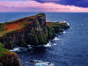 maritime, Lighthouse, sea, Rocks