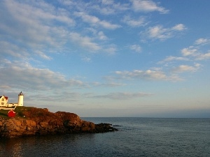 maritime, Lighthouse, sea, Sky, promontory