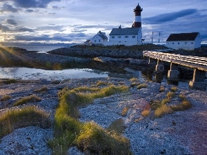 maritime, rays of the Sun, Lighthouse