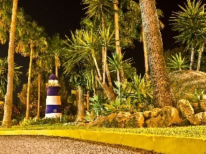 maritime, Lighthouse, Way, Palms