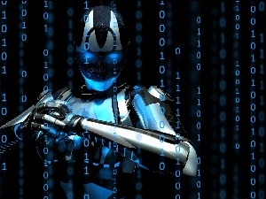 Matrix, numbers, Robot, 3D