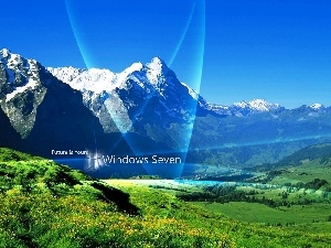Meadow, windows, Seven, system, Mountains, operating