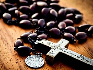 Cross, medallion, Rosary