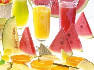 melon, watermelon, cocktails, fruit