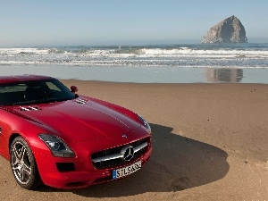 Mercedes SLS, Beaches, Red