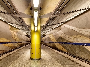 metro, station, Column, platform