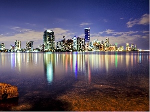 Miami, Ocean, skyscrapers, Floryda, clouds