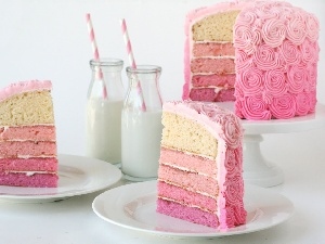 Cake, milk, Pink