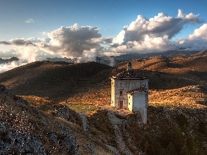 clouds, Monument, Mountains