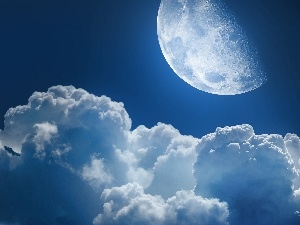 clouds, moon, Sky