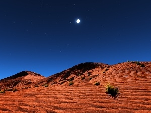 moon, Sand, Desert, Dunes