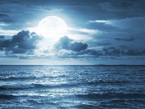 moon, sea