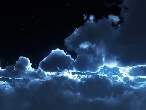 Sky, moon, clouds