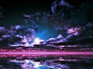 moon, rouge, Sky, purple