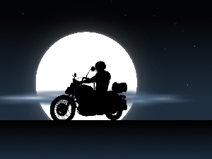 moon, Night, Yamaha XV535 Virago, Motorcyclist