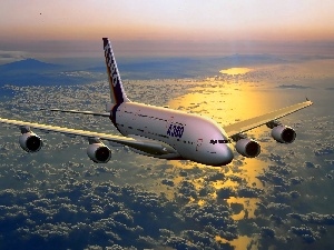 more than, clouds, Airbus A380 SuperJumbo