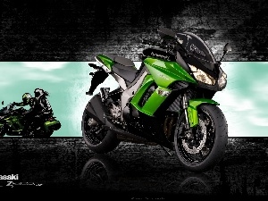 motorcyclists, motor-bike, Kawasaki Z 1000 SX, Green