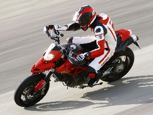 Motorcyclist, helmet, Ducati Hypermotard 1100