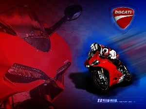 Motorcyclist, logo, Ducati 1199 Panigale, Red