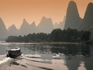 Mountains, bath-tub, China, River