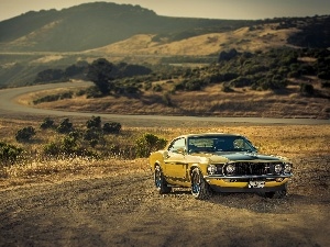 Mountains, Way, Ford, Mustang