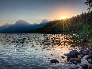 Mountains, lake