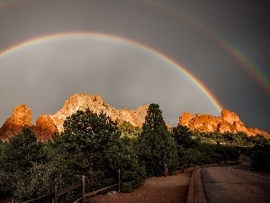 mountains, Great Rainbows, Way