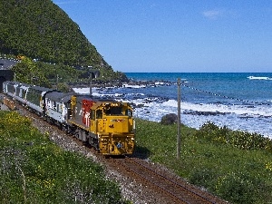 sea, Mountains, Train